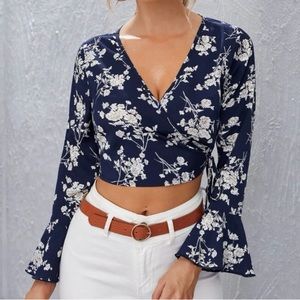 Small SHEIN wrap around floral shirt